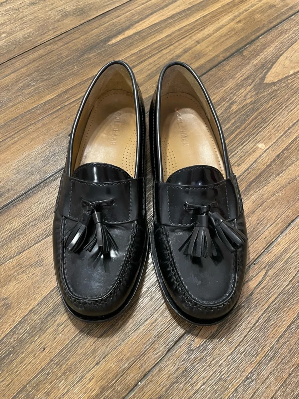 Cole Haan Pinch Men’s 8 M Black Leather Tasseled Loafers Shoes Slip On Classic